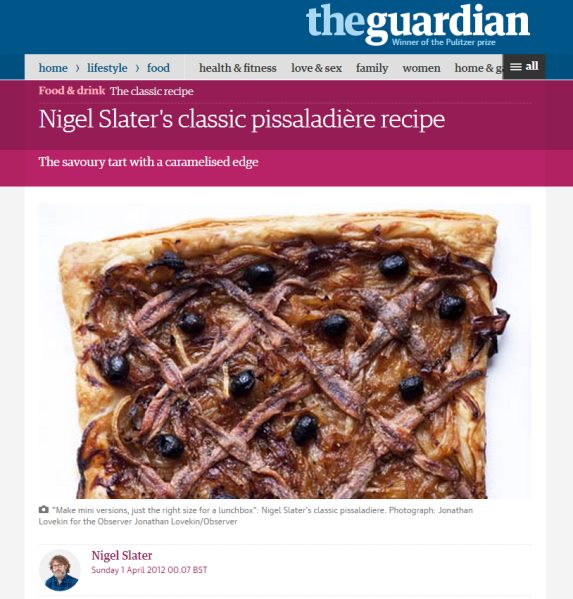 Classic pissaladière recipe by Nigel Slater
